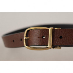 Cintura fibbia metallo logo classico pelle vitello marrone - 80 CM