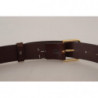 Cintura fibbia tono oro pelle vitello marrone tinta unita - 90 CM /