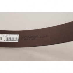 Cintura fibbia tono oro pelle vitello marrone tinta unita - 90 CM /