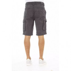 Eleganti pantaloncini cargo in cotone nero - W32