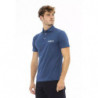 Polo chic in cotone blu con ricamo elegante - XXL