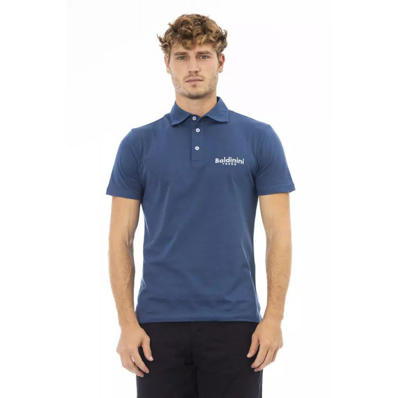Polo chic in cotone blu con ricamo elegante - L