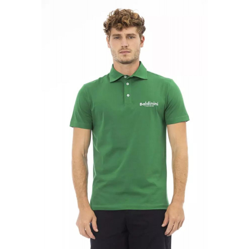 Polo elegante verde ricamata da uomo - XL
