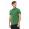 Polo elegante verde ricamata da uomo - L