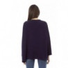 Elegante maglione monogramma viola con spacchi laterali - S