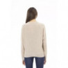 Elegante Maglione Girocollo Beige con Monogramma in Metallo - M