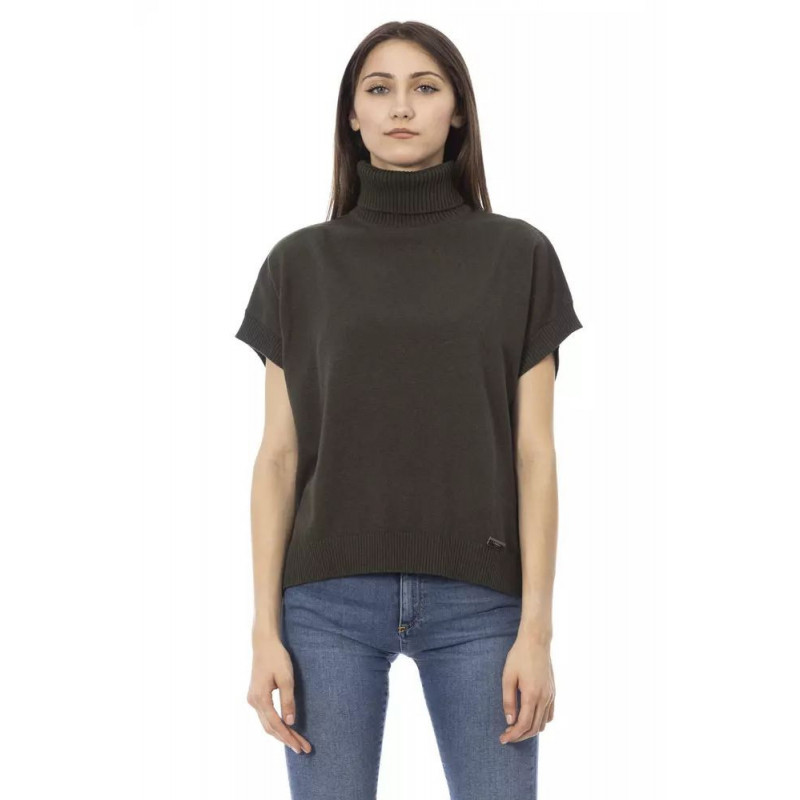 Dolcevita a maniche corte Elegance color smeraldo - L