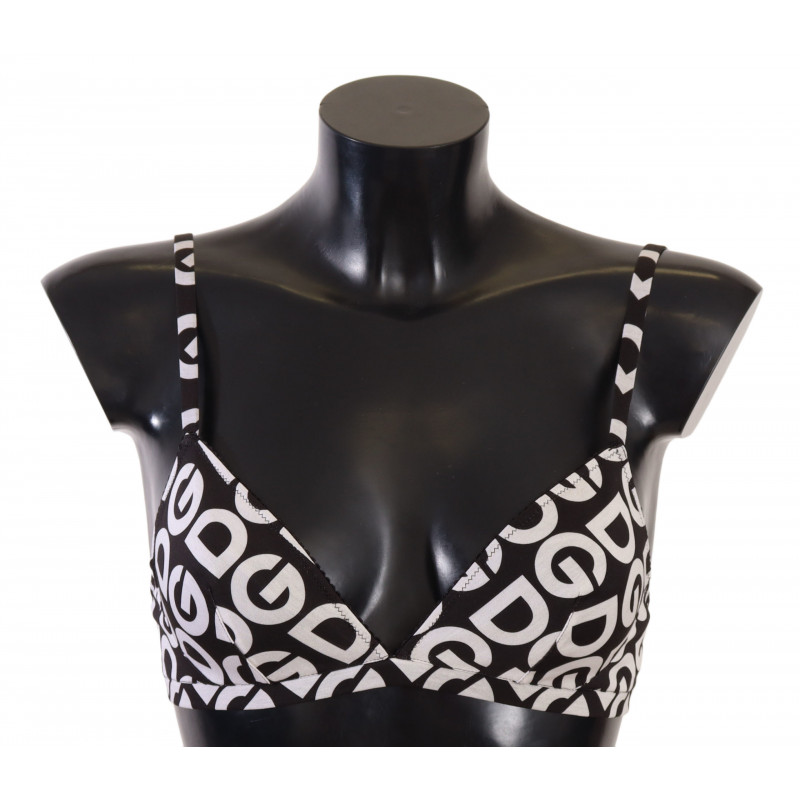 Intimo reggiseno cotone senza ferretto stampa DG bianco nero - IT1