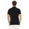 Polo elegante in cotone nero con ricami chic - 4XL