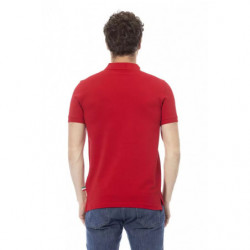 Polo in cotone ricamato - Rosso intenso - XL