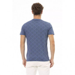 T-shirt chic in cotone blu con stampa frontale - XL