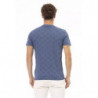 T-shirt chic in cotone blu con stampa frontale - XL