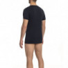 T-shirt elegante con logo con scollo a V in blu - XXL