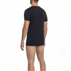 Elegante maglietta blu con scollo a V e dettaglio logo - XL