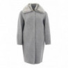 Cappotto in lana grigia con collo in pelliccia - IT42