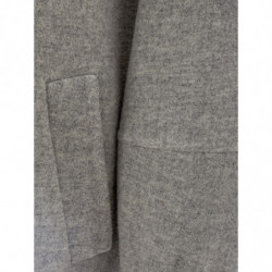Cappotto in lana grigia con collo in pelliccia - IT42