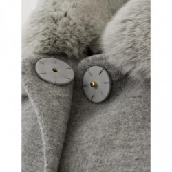 Cappotto in lana grigia con collo in pelliccia - IT42