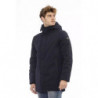 Elegante giacca in poliestere blu con dettaglio monogramma - 3XL