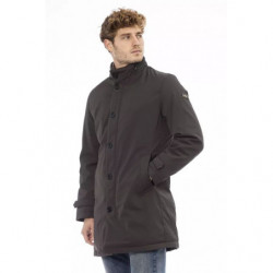 Elegante giacca lunga marrone con dettaglio monogramma - M