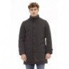 Elegante giacca lunga marrone con dettaglio monogramma - XL