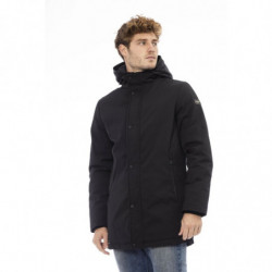 Elegante giacca lunga con monogramma nero - XXL