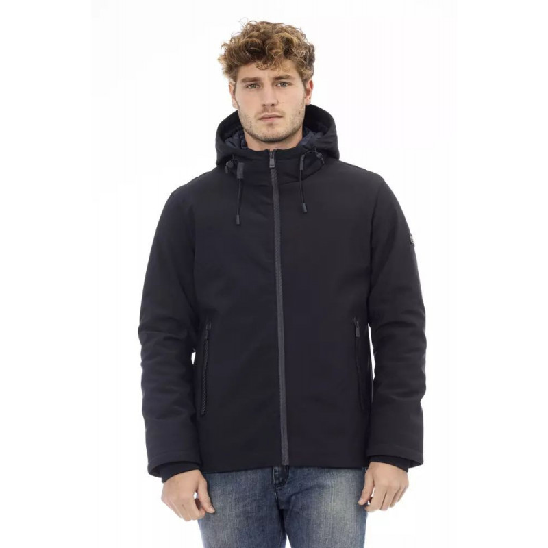 Elegante giacca con zip monogramma in blu - 3XL