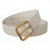 Cintura fibbia metallo logo tono oro pelle vitello bianca - 70 CM /