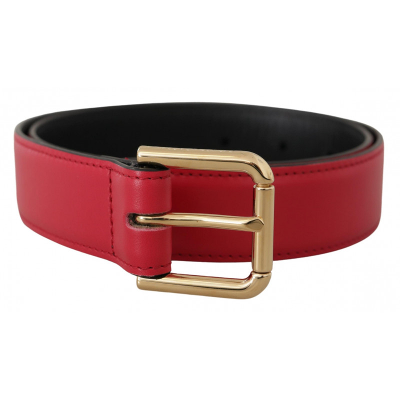 Cintura fibbia metallo logo color oro pelle vitello rossa - 70 CM /