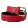 Cintura fibbia metallo logo color oro pelle vitello rossa - 70 CM /