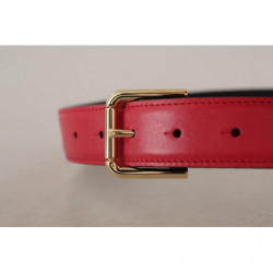 Cintura fibbia metallo logo color oro pelle vitello rossa - 70 CM /