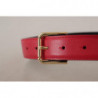 Cintura fibbia metallo logo color oro pelle vitello rossa - 70 CM /