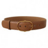 Cintura fibbia ovale metallo dorato pelle marrone - 75 CM / 30 INCHES
