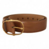 Cintura fibbia ovale metallo dorato pelle marrone - 75 CM / 30 INCHES