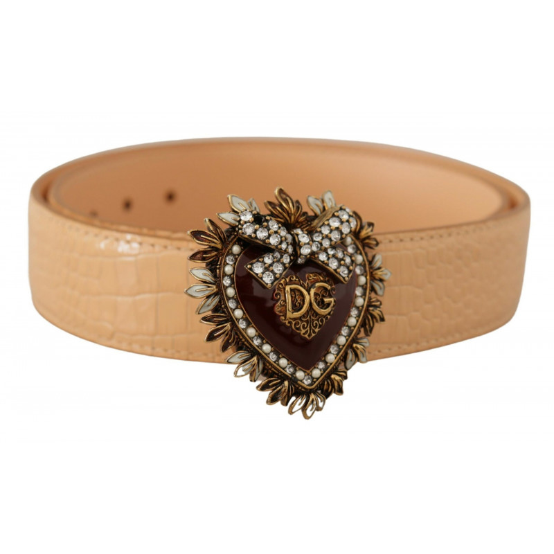 Cintura fibbia vita DG modello coccodrillo beige DEVOTION Heart - 7