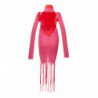 Abito lungo rosa/rosso con frange - S