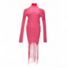 Abito lungo rosa/rosso con frange - L