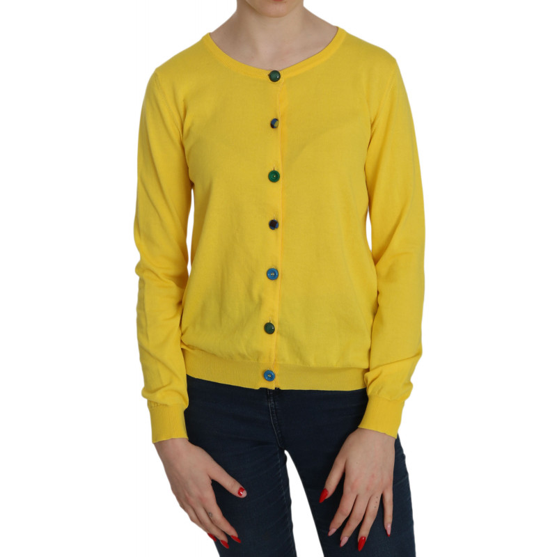 Maglione a maniche lunghe con bottoni in cotone giallo - IT44 - L