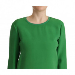 Maglione girocollo a maniche lunghe in seta verde - IT42-M