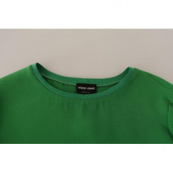 Maglione girocollo a maniche lunghe in seta verde - IT42-M