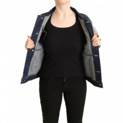 Giacca di jeans a maniche lunghe abbottonata blu scuro - IT40-S