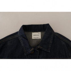 Giacca di jeans a maniche lunghe abbottonata blu scuro - IT40-S