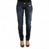 Jeans skinny in denim a vita bassa in cotone lavato blu - W26