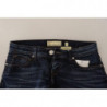 Jeans skinny in denim a vita bassa in cotone lavato blu - W26