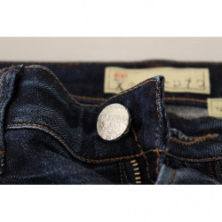 Jeans skinny in denim a vita bassa in cotone lavato blu - W26
