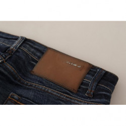 Jeans skinny in denim a vita bassa in cotone lavato blu - W26
