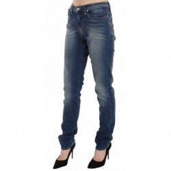 Jeans in denim slim fit a vita media lavati blu - W32