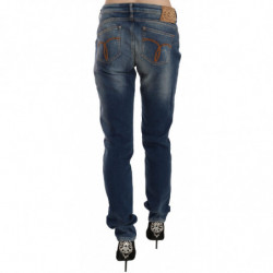 Jeans in denim slim fit a vita media lavati blu - W32