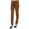 Jeans skinny in denim slim fit a vita media in cotone marrone - W27