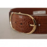 Cintura fibbia metallo ovale dorata pelle marrone vita larga - 75 C