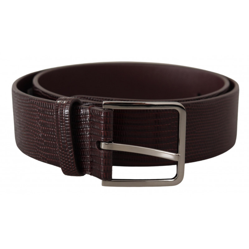 Cintura fibbia metallo logo argento pelle vitello marrone scuro - 9